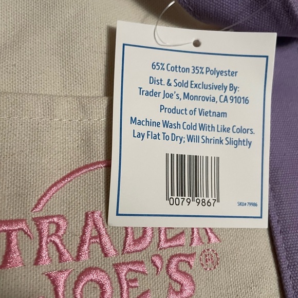 Trader Joe's Pastel Mini Canvas Tote Bags 2025 LIMITED EDITION - Picture 5 of 5